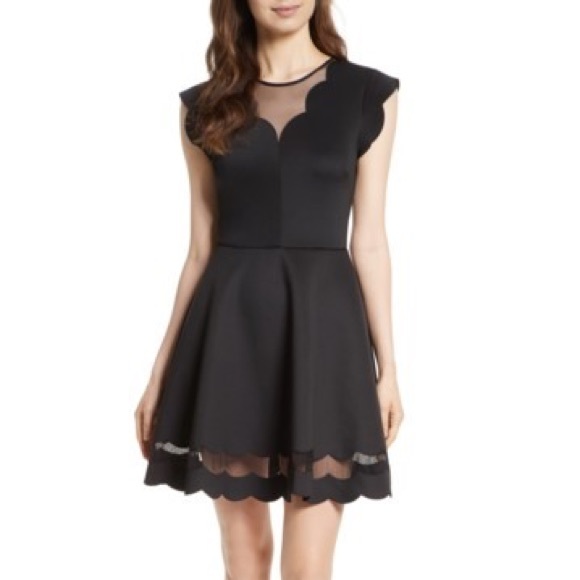 Ted Baker London Dresses & Skirts - Ted Baker London Mesh Panel Scallop Skater Dress